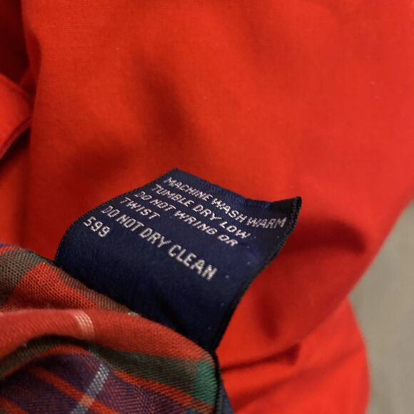 Vintage Lands' End Bomber Jacket Plaid Lining 80s Classic Preppy Women/Men Large - Picture 5 of 6